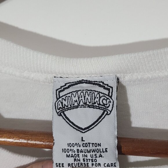 Vintage 1996 Animaniacs Pinky And The Brain Large White Shirt Single Stitch USA - Picture 3 of 6